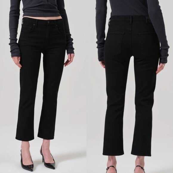 Citizens of Humanity Isola Mid Rise Cropped Boot Plush Black‎ - Picture 1 of 8